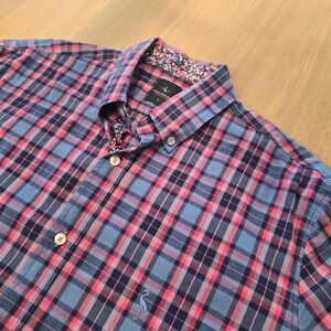 Tailorbyrd Mens Long Sleeve Button Down Shirt Large Plaid Performance Casual